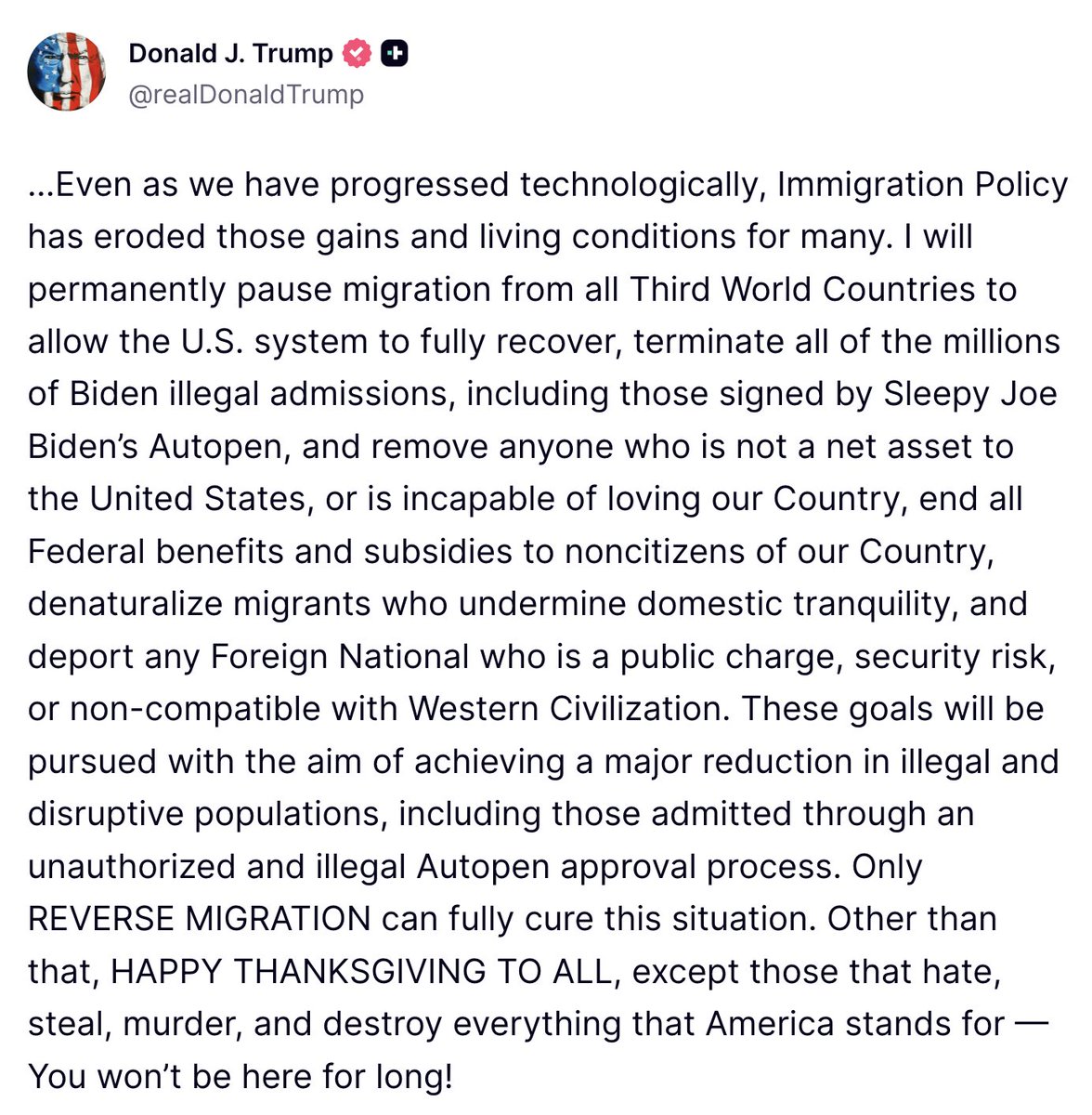 美国宣布全面移民政策改革暂停第三世界国家移民并加强驱逐措施 - 1