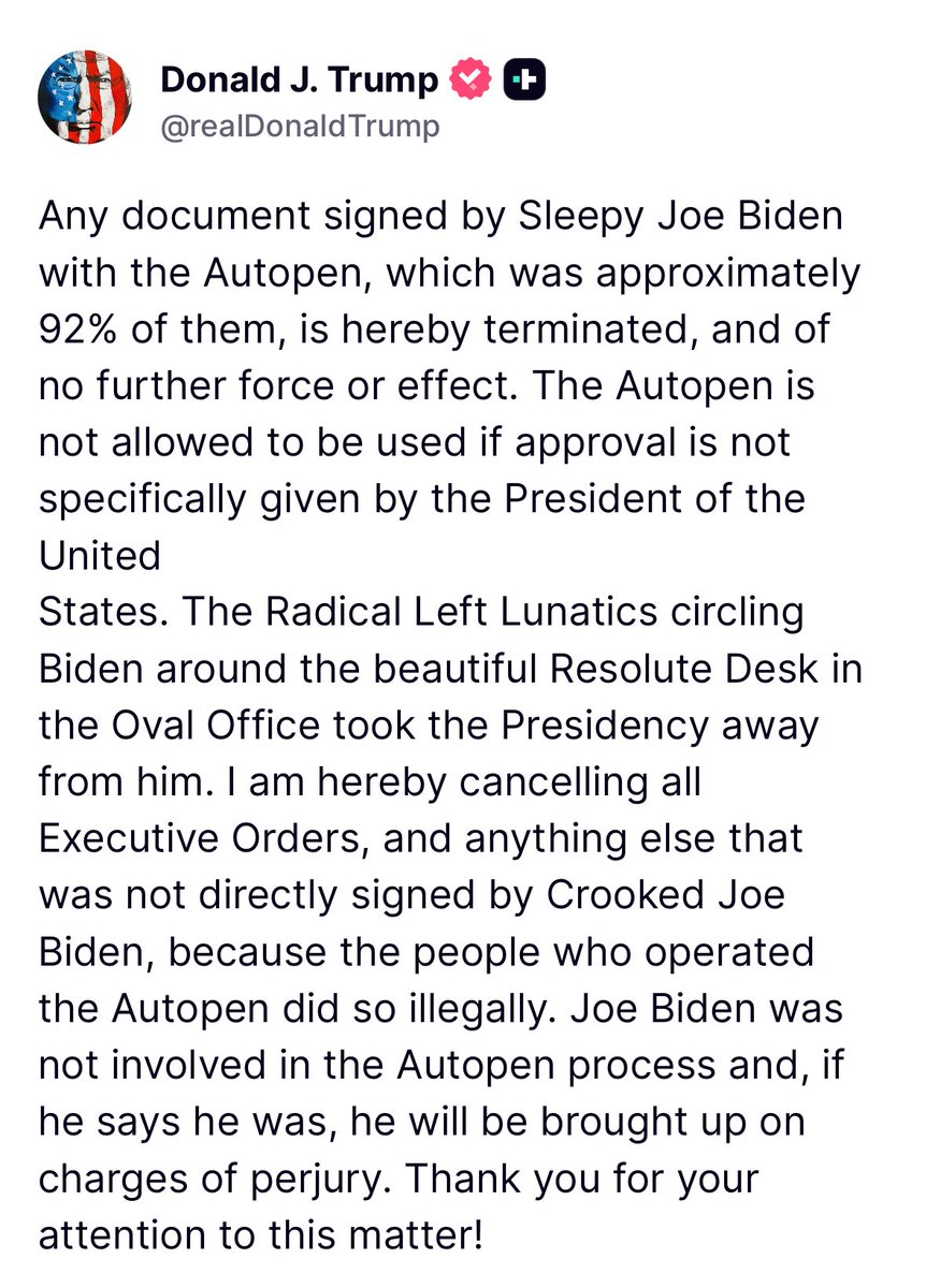 特朗普通令宣布拜登任内九成以上“自动签名”文件失效 引发总统权力合法性风暴 - 1